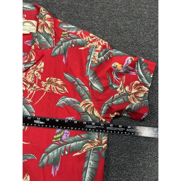 Vintage Paradise Found Shirt Mens Medium Magnum PI Red Parrot Tropical Hawaiian - Picture 6 of 6